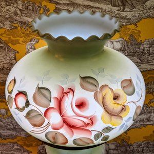 XL Gone with the wind accent lamp globe hand-painted rose bouquets 1940s revival